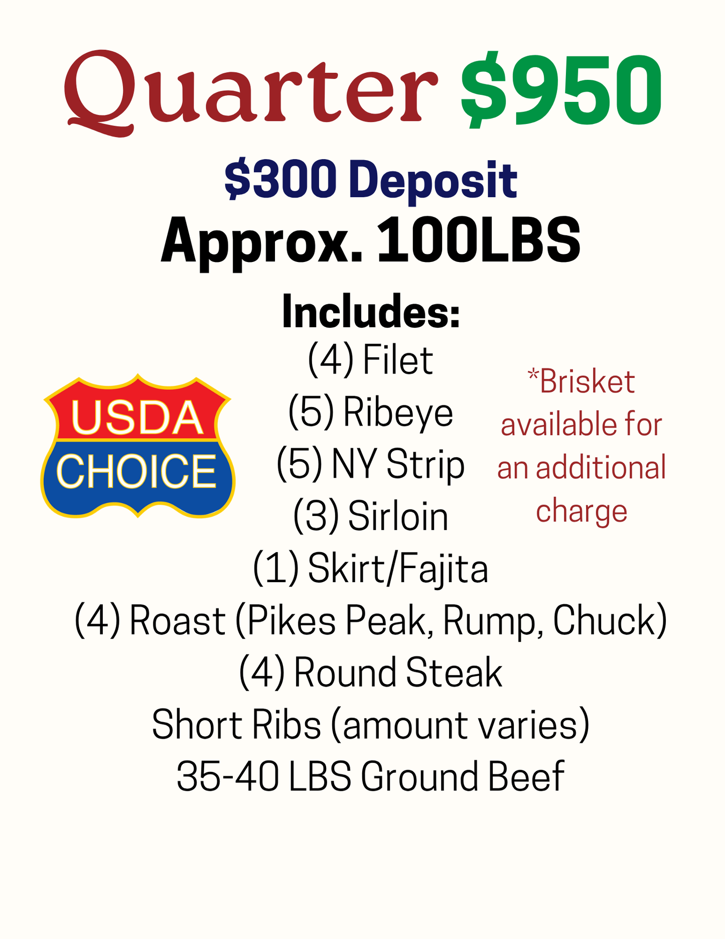 Quarter Beef Deposit